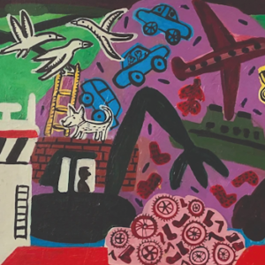 Detail from the painting Here's a tip for you, by Jo Lamb